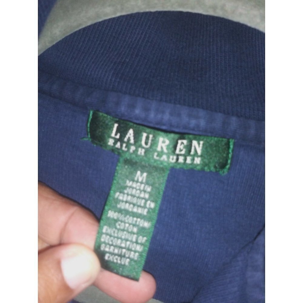 Ralph Lauren Womens Jacket Sz M Full Zip RIBBED knit Navy Mock Neck gold buttons - Picture 4 of 6